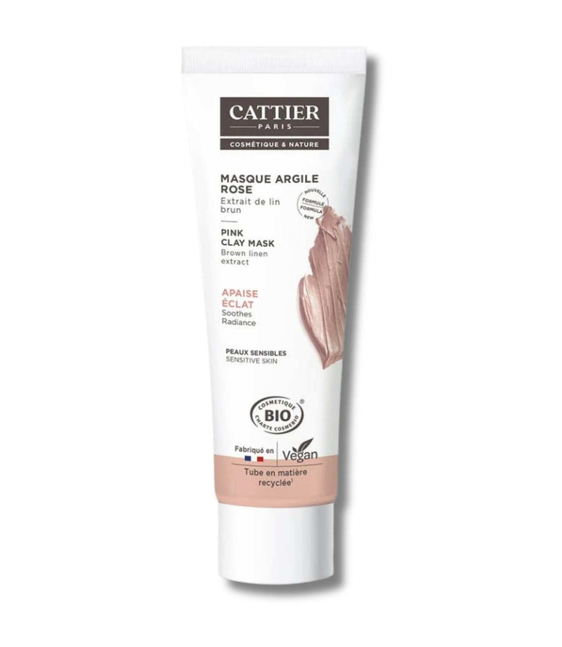 Cattier Pink Clay Brown Linen Extract Mask 100ml - French Beauty Co.Cattier
