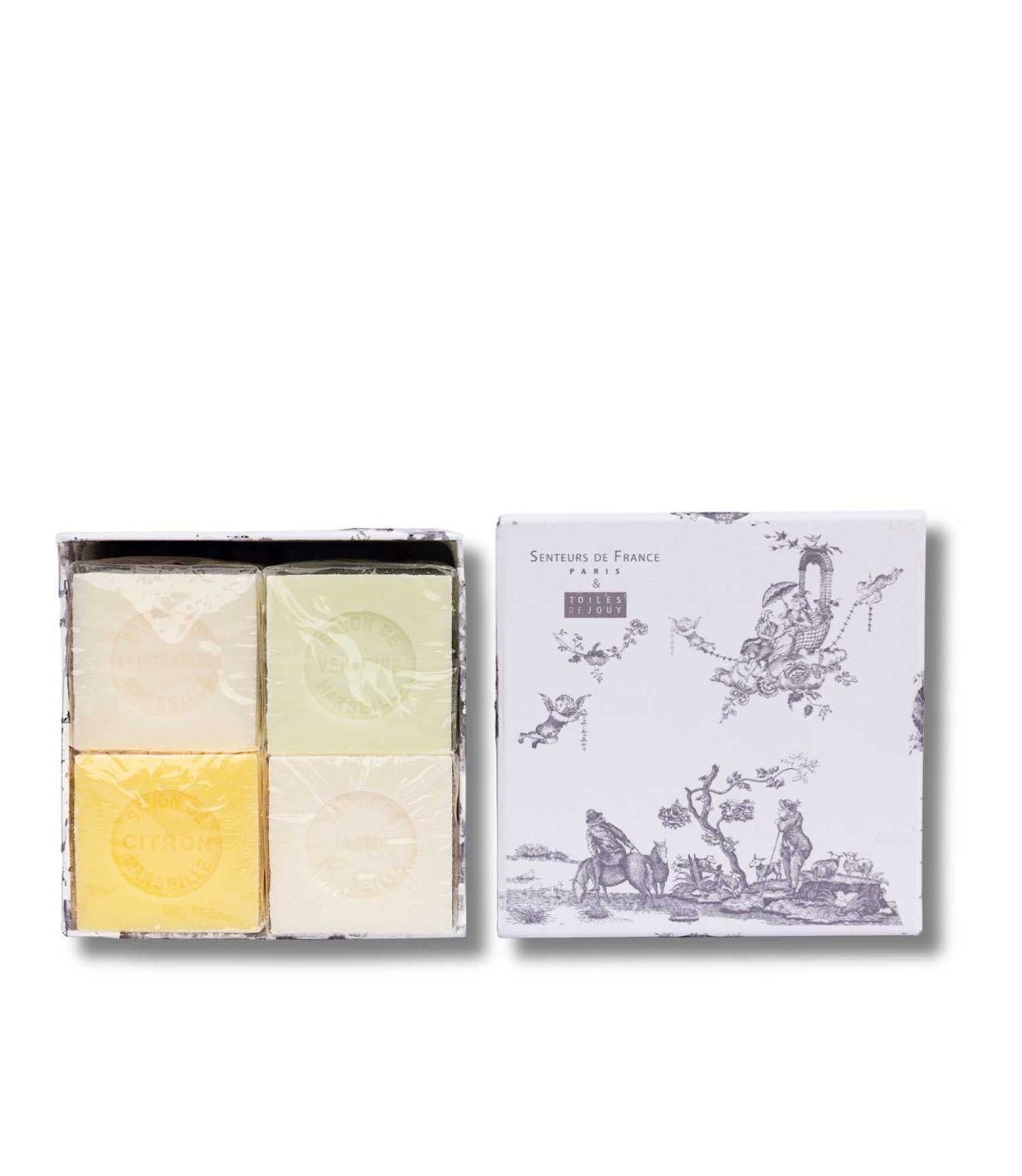 Coffret Jouy Grey - Shea Butter Soaps (Lemon, Verbena, Jasmin,  Almond) 4x100g