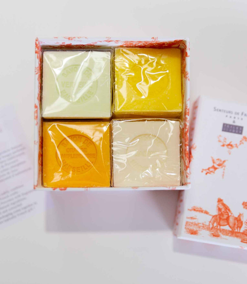 Coffret Orange - Shea Butter Soaps (Lemon, Orange, Verbena, Jasmin) 4x100g - French Beauty Co.Senteurs de France
