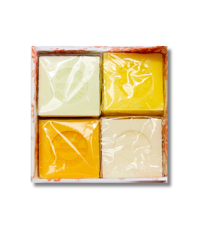 Coffret Orange - Shea Butter Soaps (Lemon, Orange, Verbena, Jasmin) 4x100g - French Beauty Co.Senteurs de France