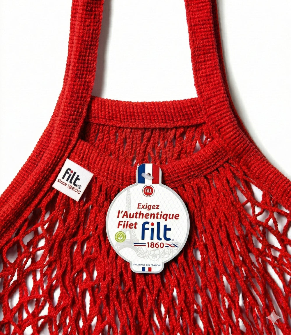 Small Net Shopping Bag Long Handle - Love