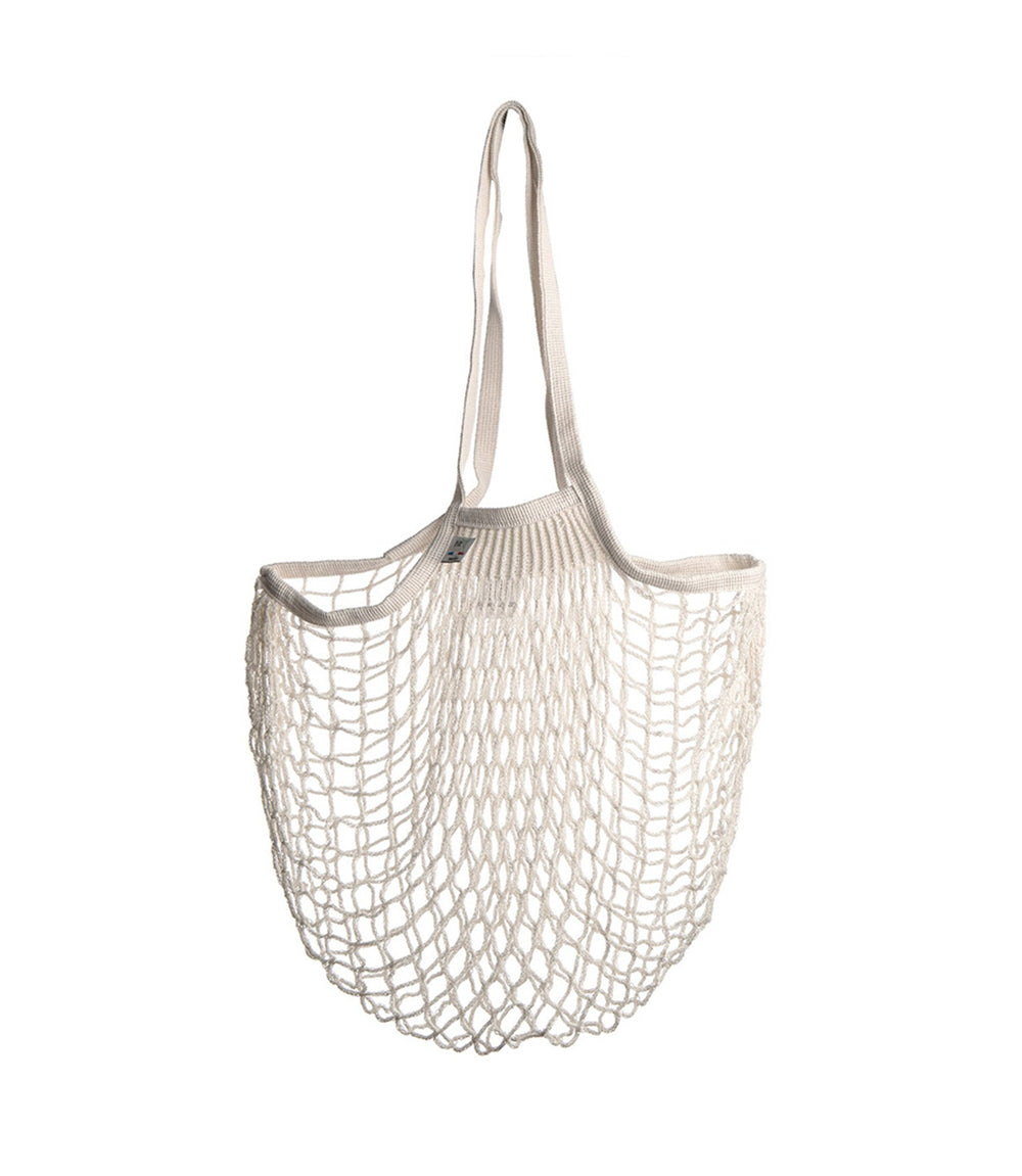 Small Net Shopping Bag Long Handle - Organic Ecru