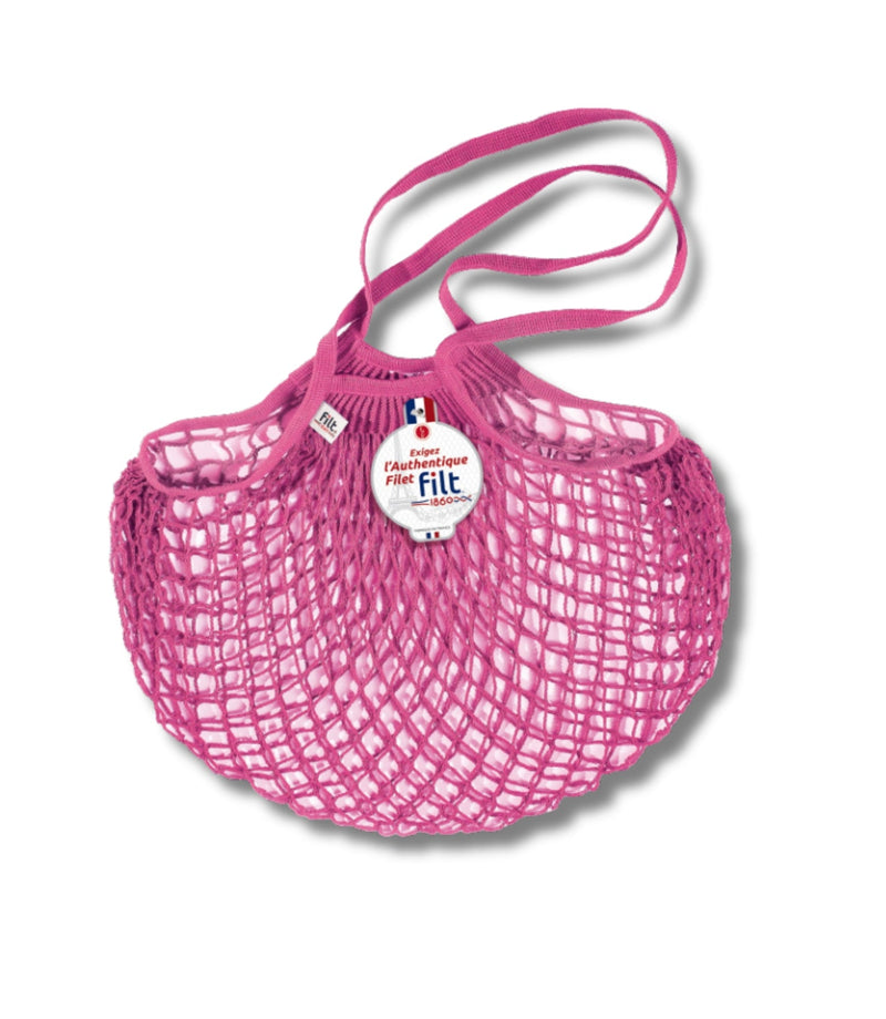 Small Net Shopping Bag Long Handle - Rose Sorbet - French Beauty Co.Filt
