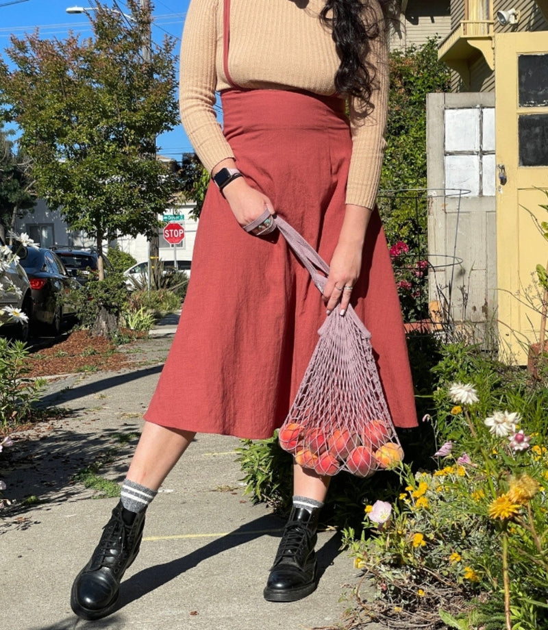 Small Net Shopping Bag Long Handle - The a la Rose - French Beauty Co.Filt
