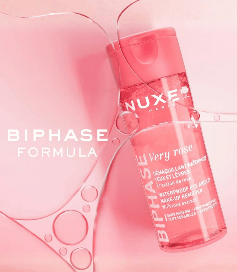 Very Rose Biphase Waterproof Eye and Lip Make-up Remover 100ml - French Beauty Co.Nuxe